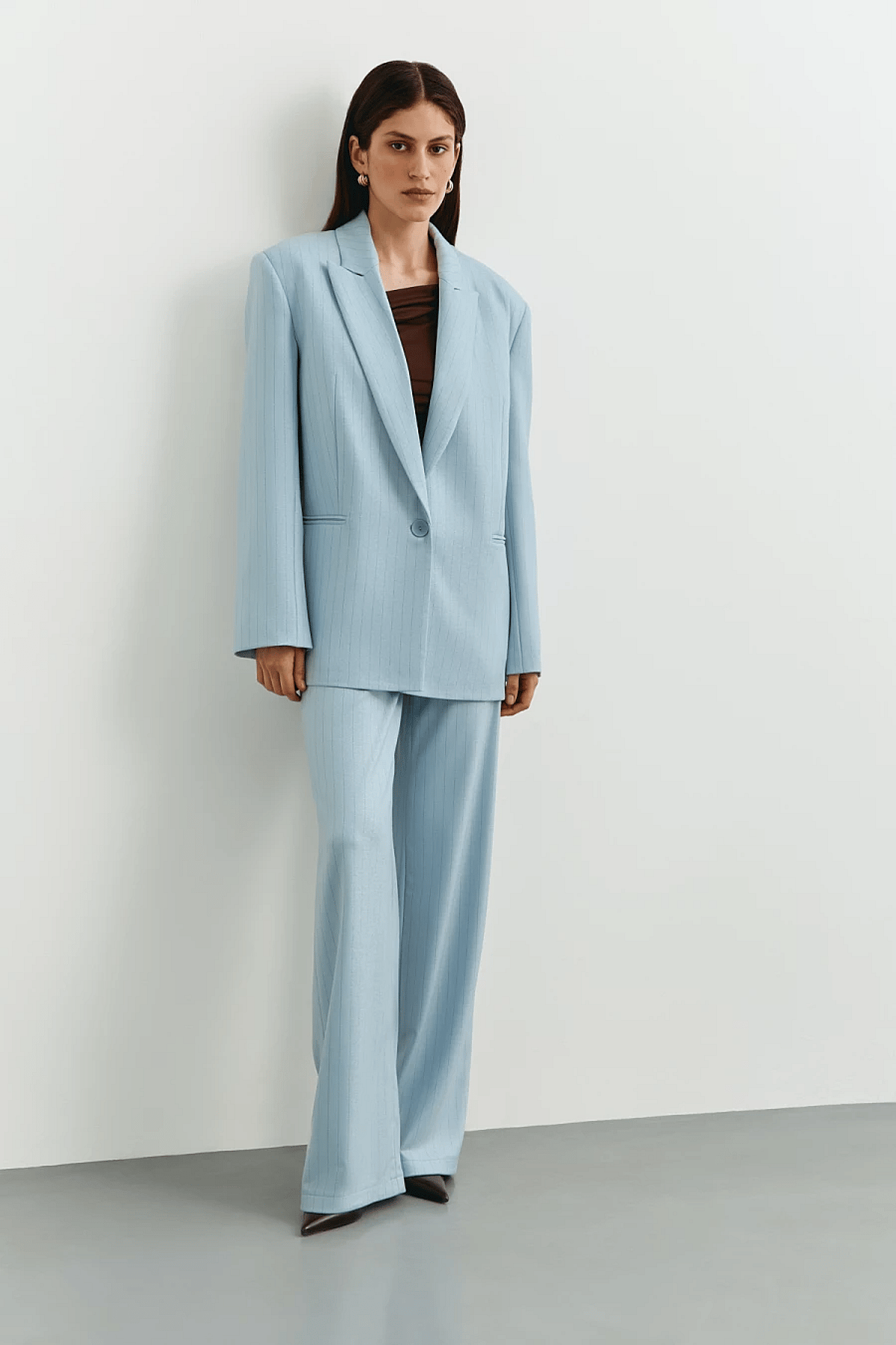 Single-breasted blue striped viscose jacket, photo 4