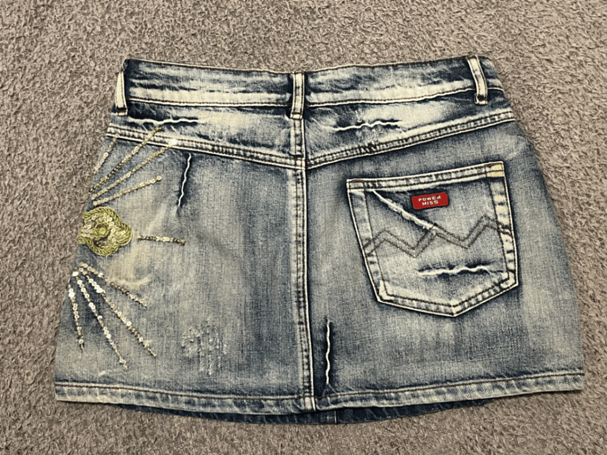 Embellished Denim Mini Skirt - photo 2