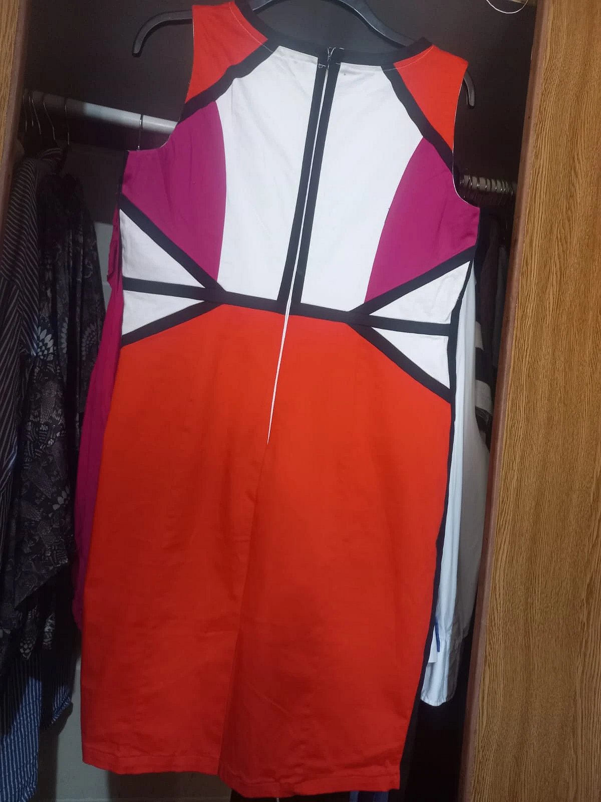Colour Block Sleeveless Fitted Dress - Size 16, photo 4