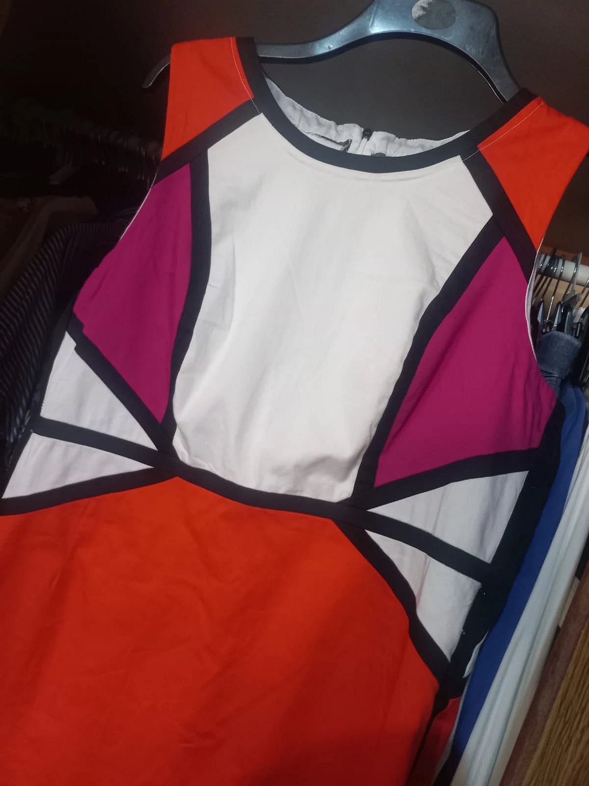 Colour Block Sleeveless Fitted Dress - Size 16, photo 7