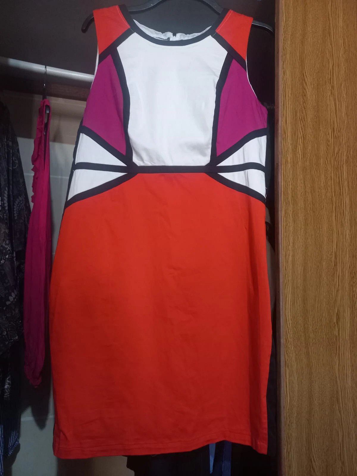 Colour Block Sleeveless Fitted Dress - Size 16, photo 2