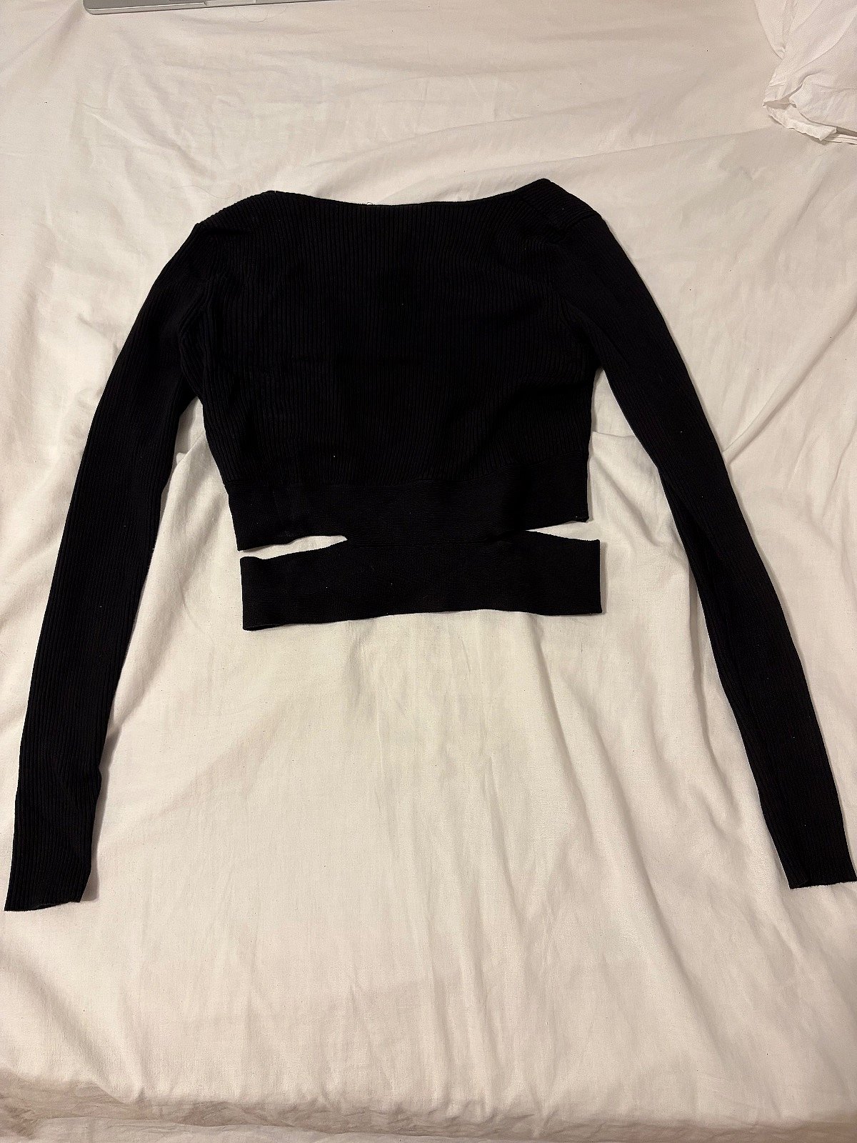 Black Ribbed Wrap Crop Top, photo 2