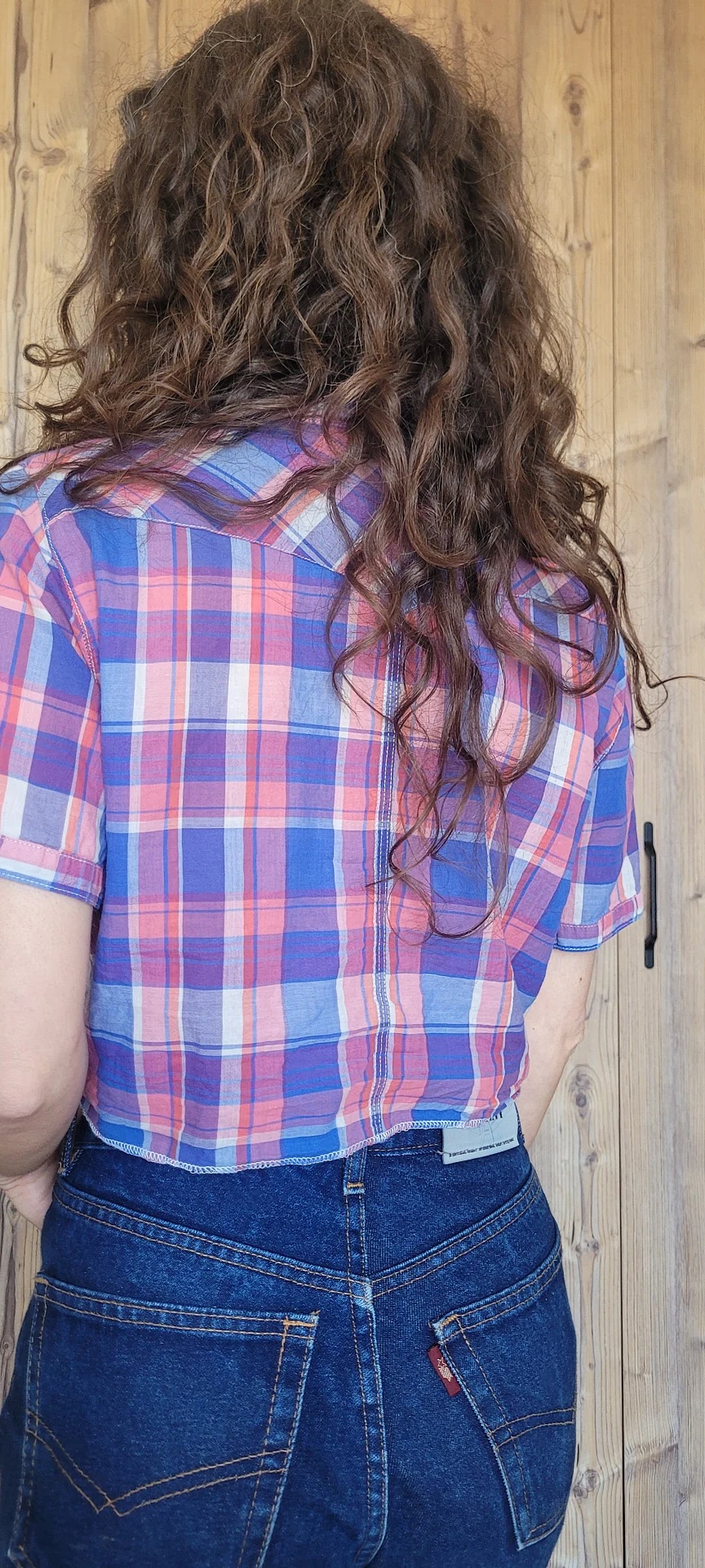Plaid Button Up Cross-Knot Shirt, photo 3
