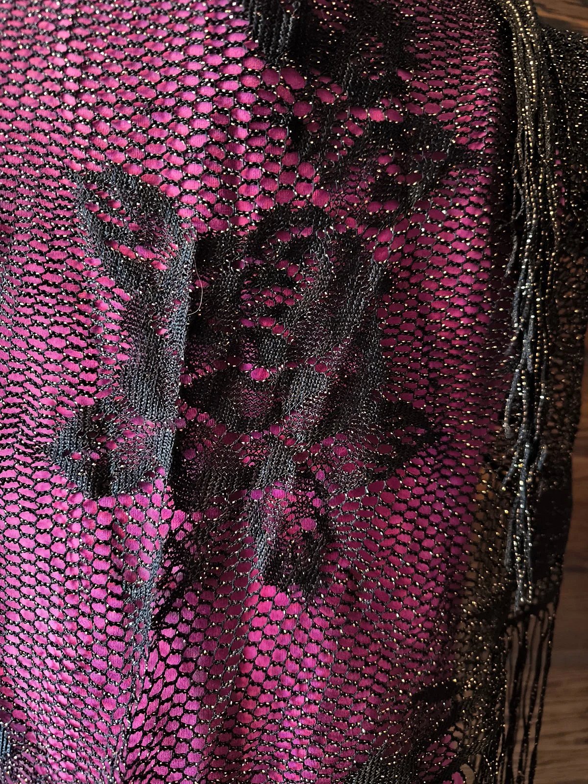 Black Gold Fringed Lace Shawl, photo 6