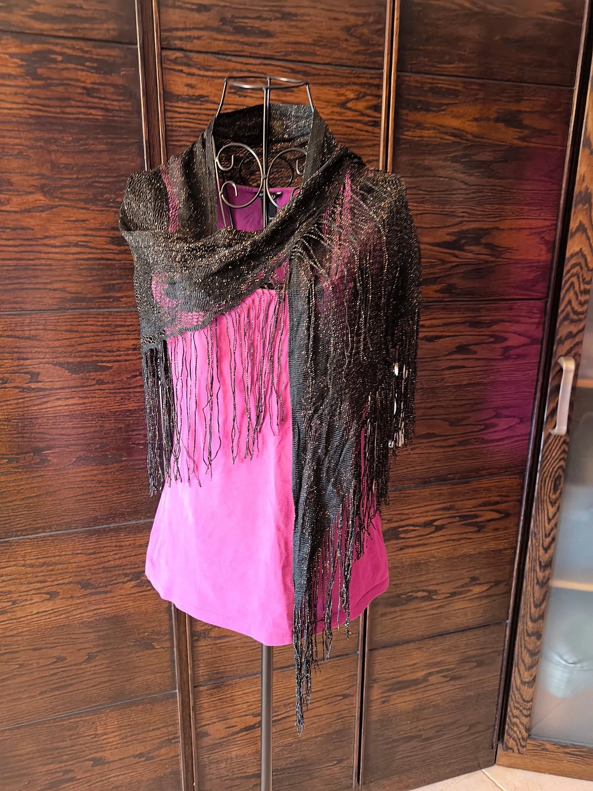 Black Gold Fringed Lace Shawl, photo 2