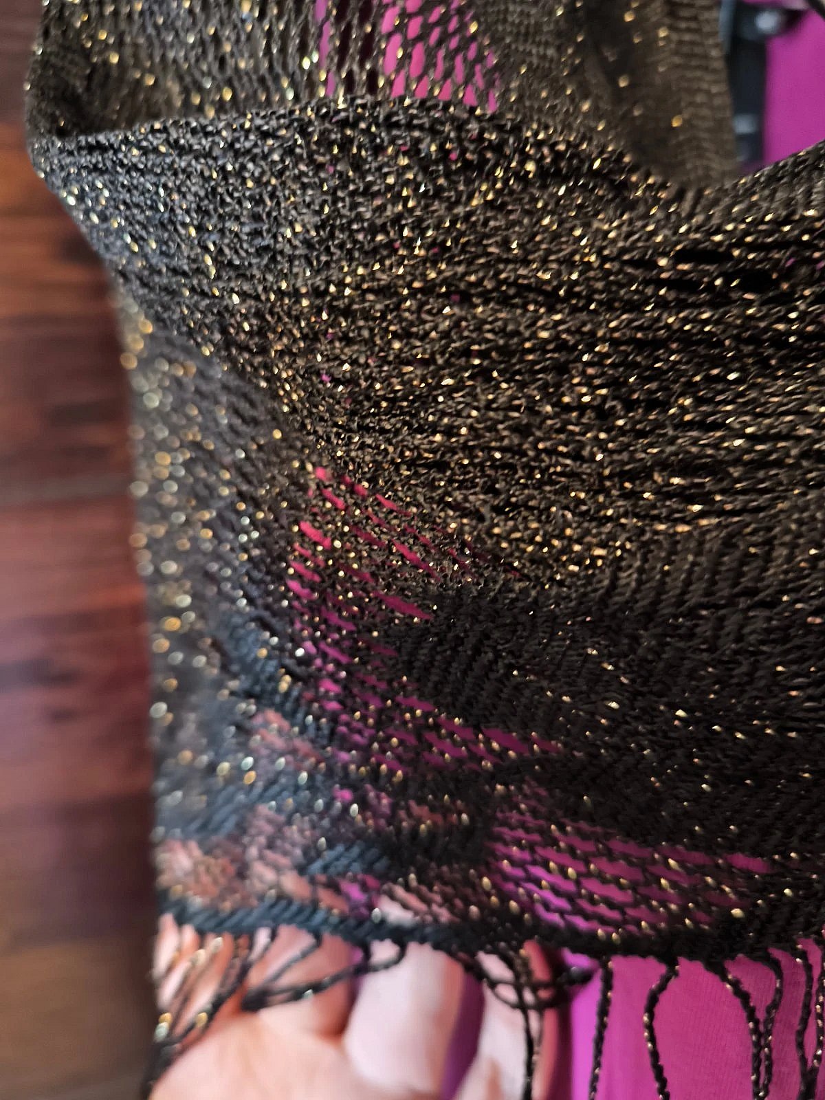 Black Gold Fringed Lace Shawl, photo 3