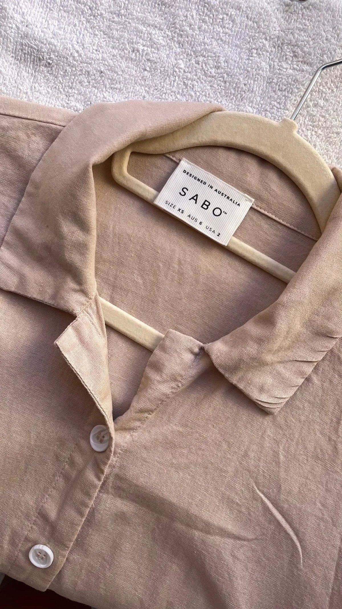 Beige Linen Button Down Half-sleeve Shirt, photo 3