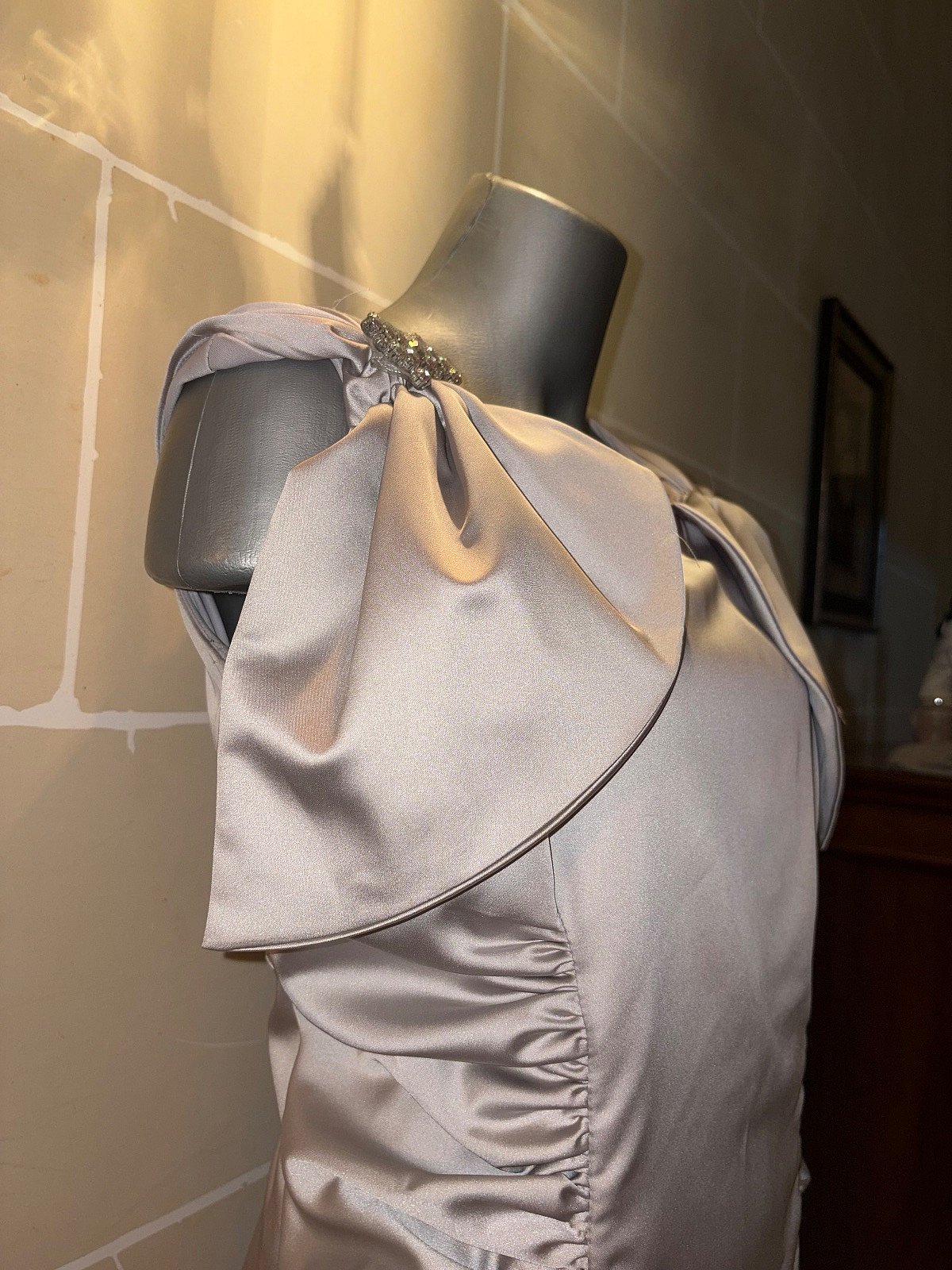 Silver Satin Formal Dress EU46 XXL, photo 2