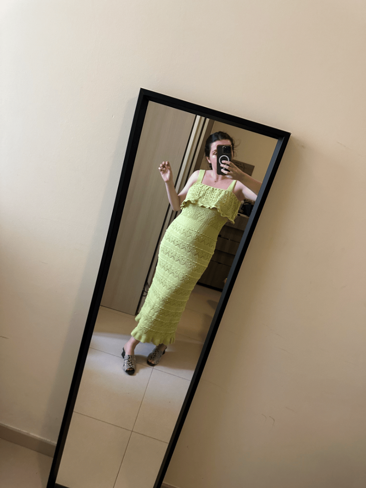Lime Green Crochet Knit Dress, photo 2