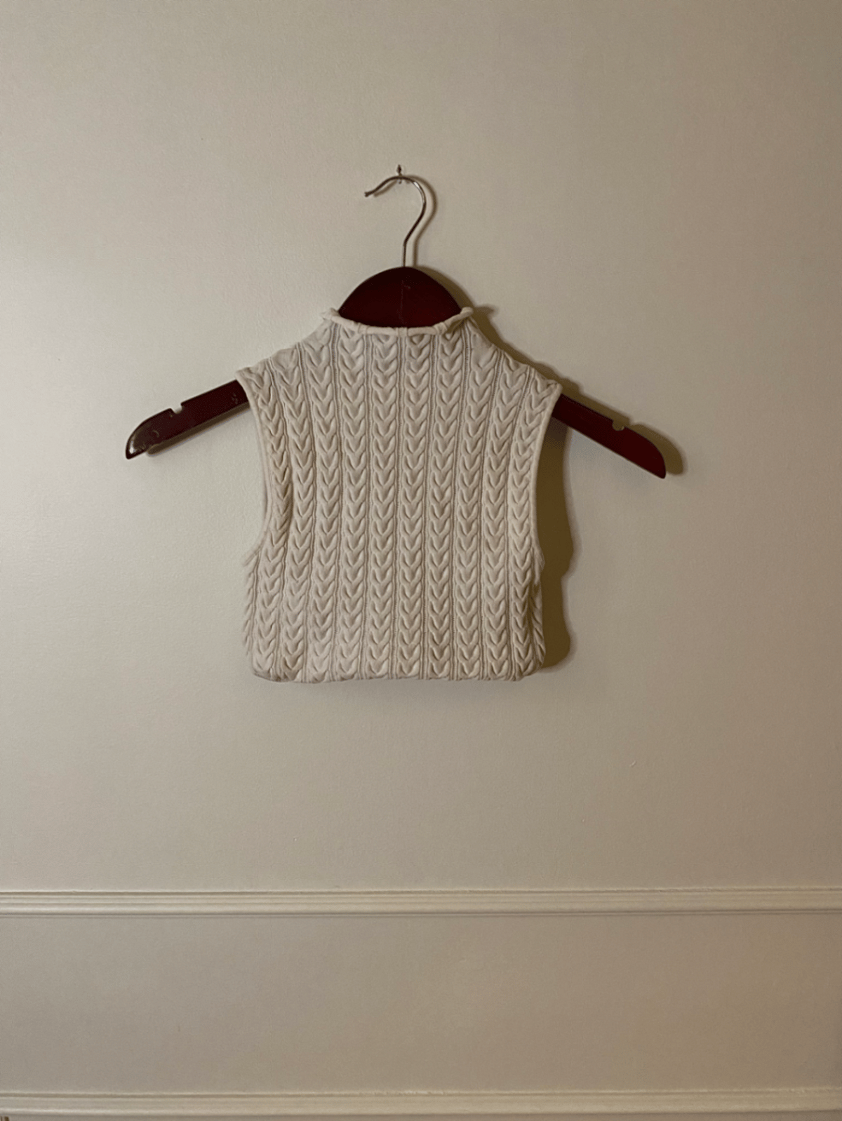 Cable Knit Cream Crop Vest - photo 2