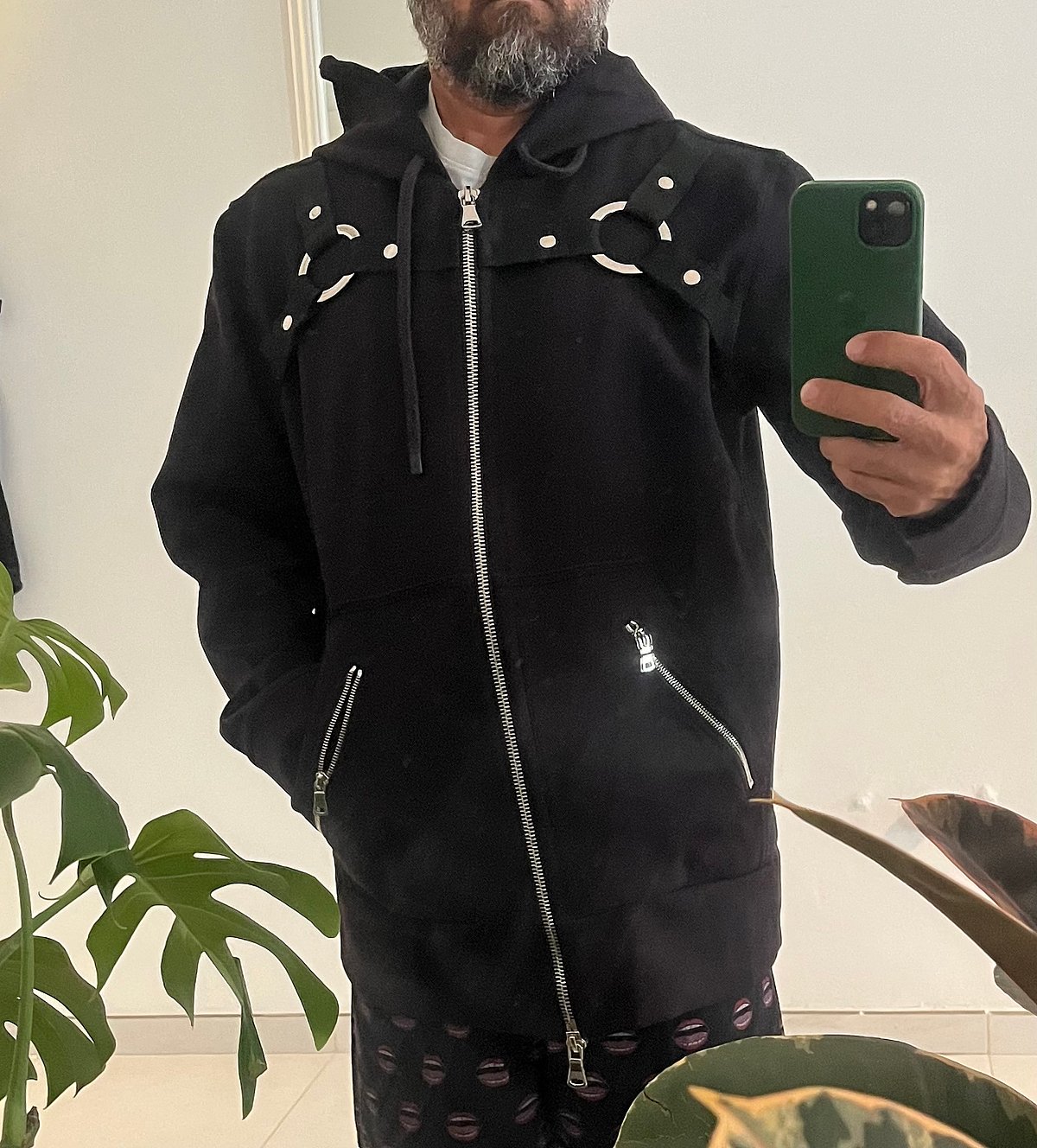 Black Harness Detail Zip Hoodie - photo 6