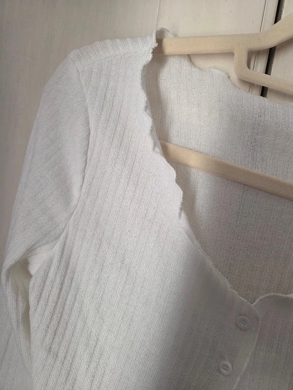 White ribbed button-down top, photo 3