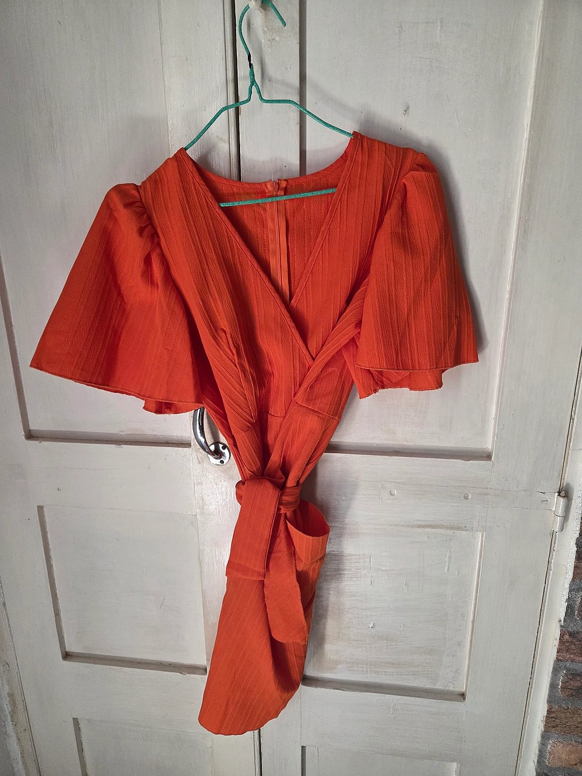 Orange Flutter Sleeve Wrap Dress, photo 2