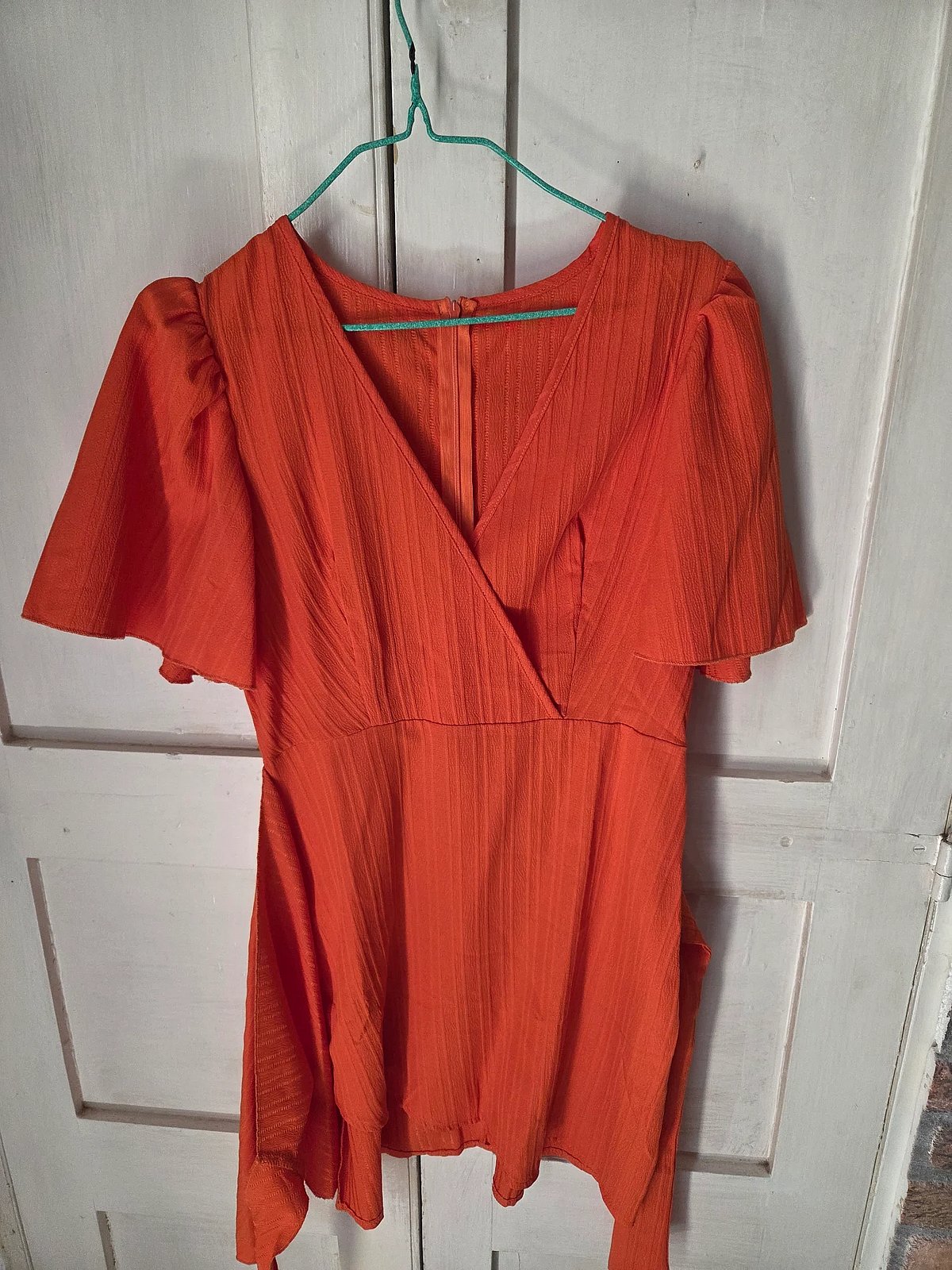Orange Flutter Sleeve Wrap Dress, photo 3