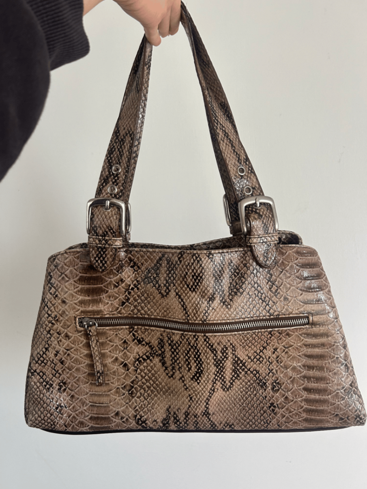 Y2K faux Snakeskin Shoulder Bag Brown - photo 5