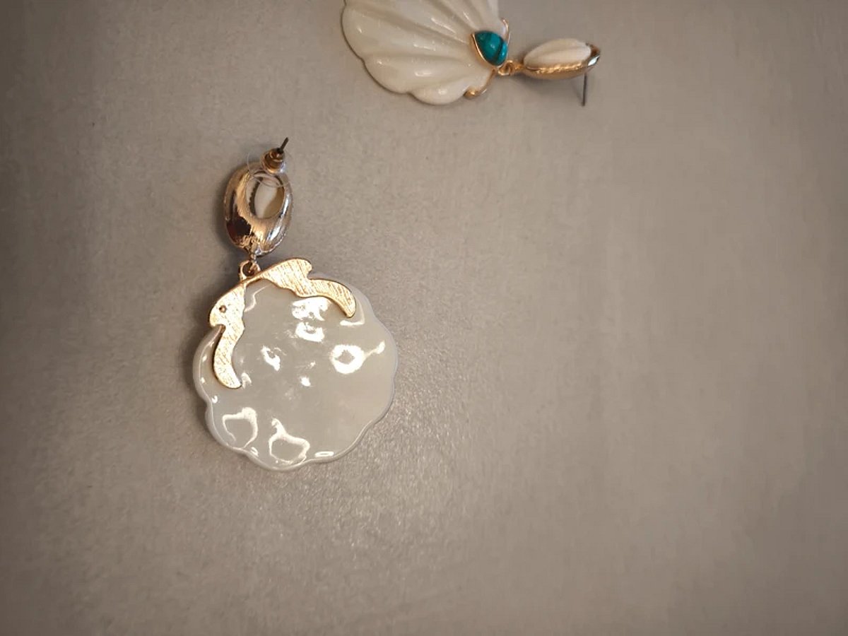 Shell Drop Earrings With Turquoise, photo 2