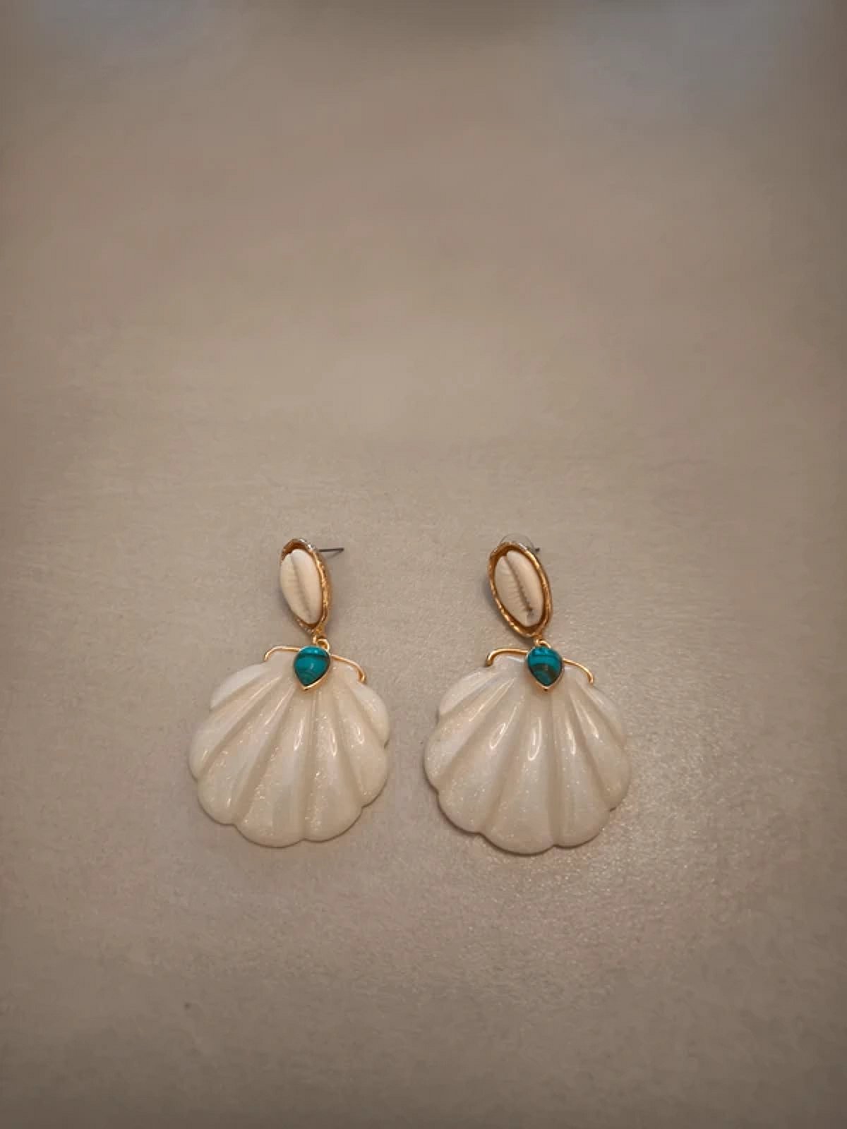 Shell Drop Earrings With Turquoise, photo 3