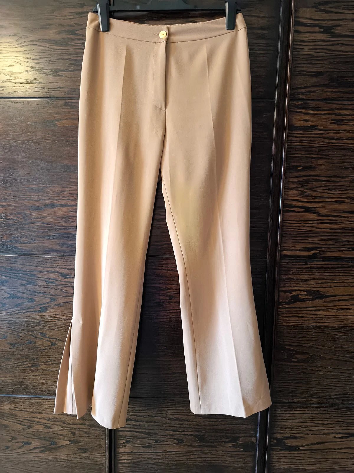 Tailored beige trousers with split, photo 2