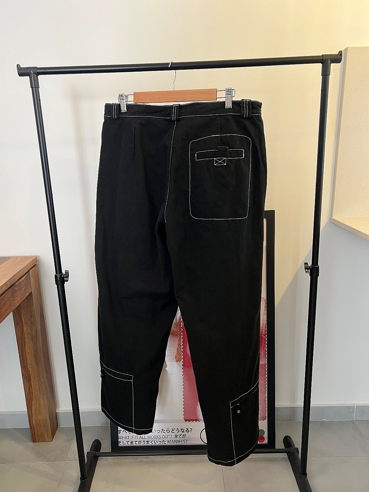 Armani Jeans – Cargo Trousers | Black | White Contrast Stitching | Size 36, photo 2