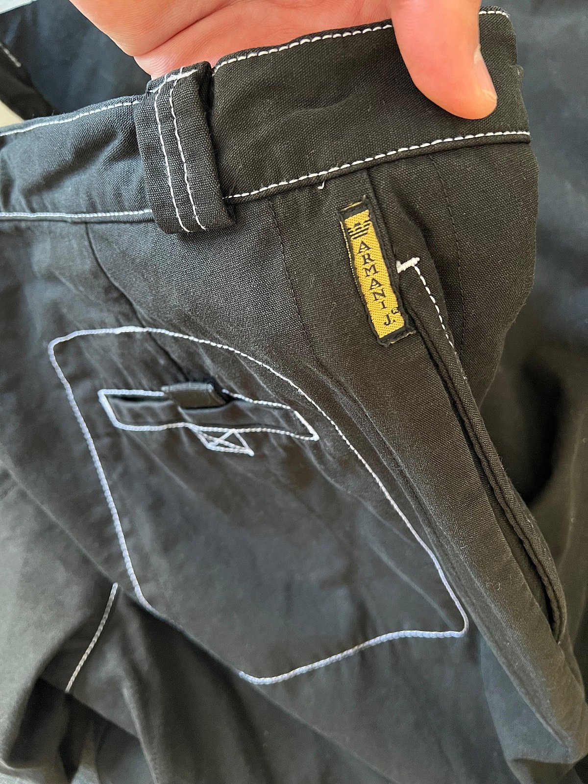Armani Jeans – Cargo Trousers | Black | White Contrast Stitching | Size 36, photo 3