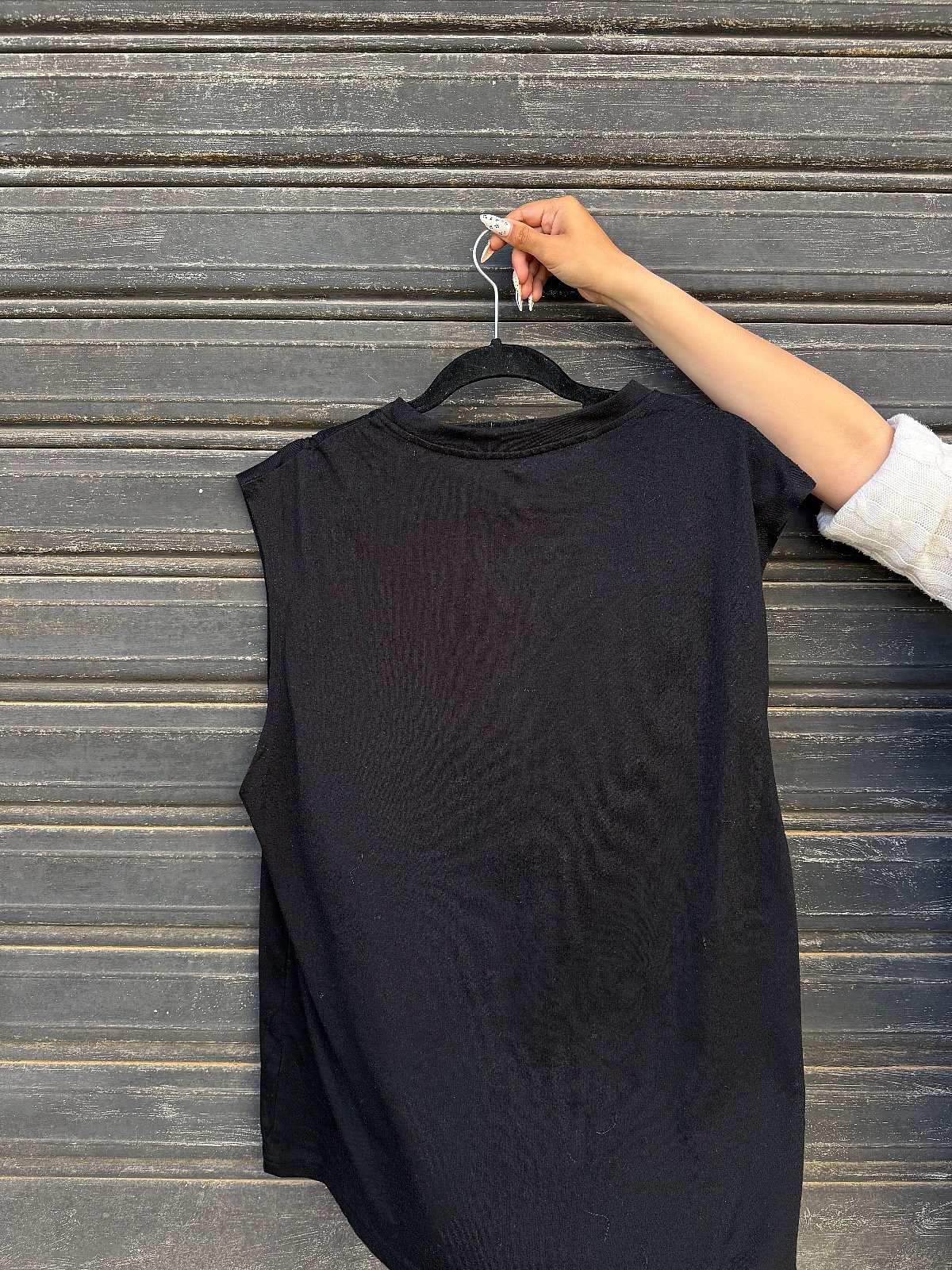 Black sleeveless cotton tank top, photo 3
