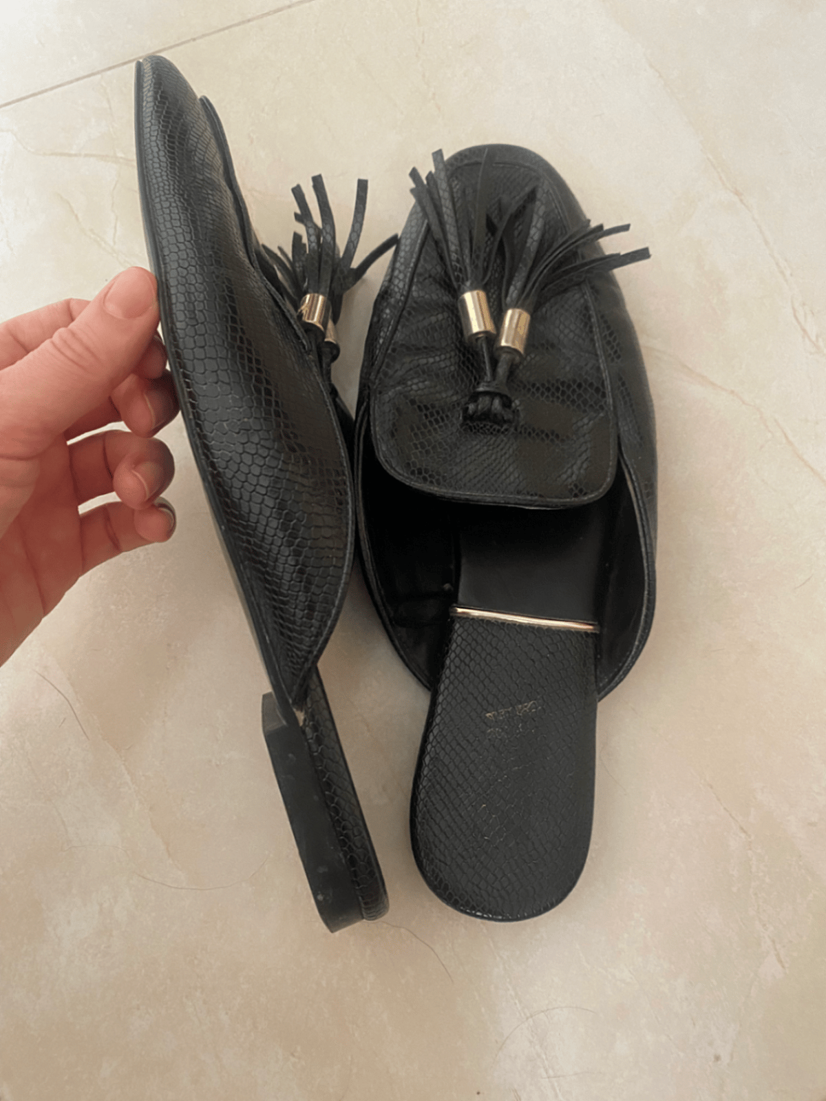 Zara Black Tassel Mule Loafers - photo 2