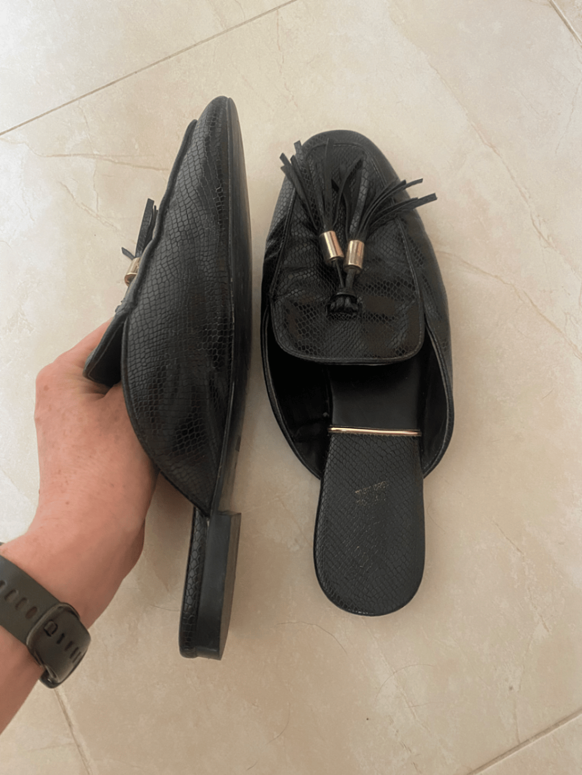 Zara Black Tassel Mule Loafers - photo 3
