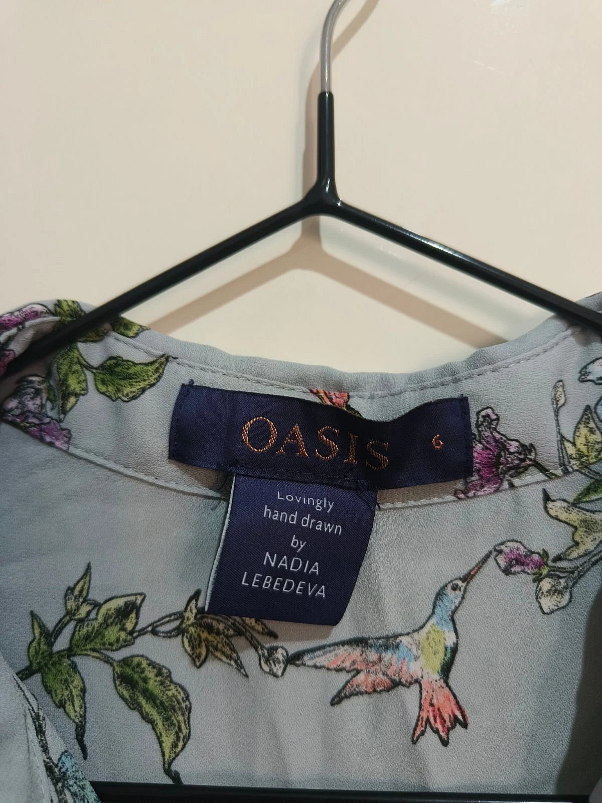 Oasis hummingbird floral print shirt, photo 4
