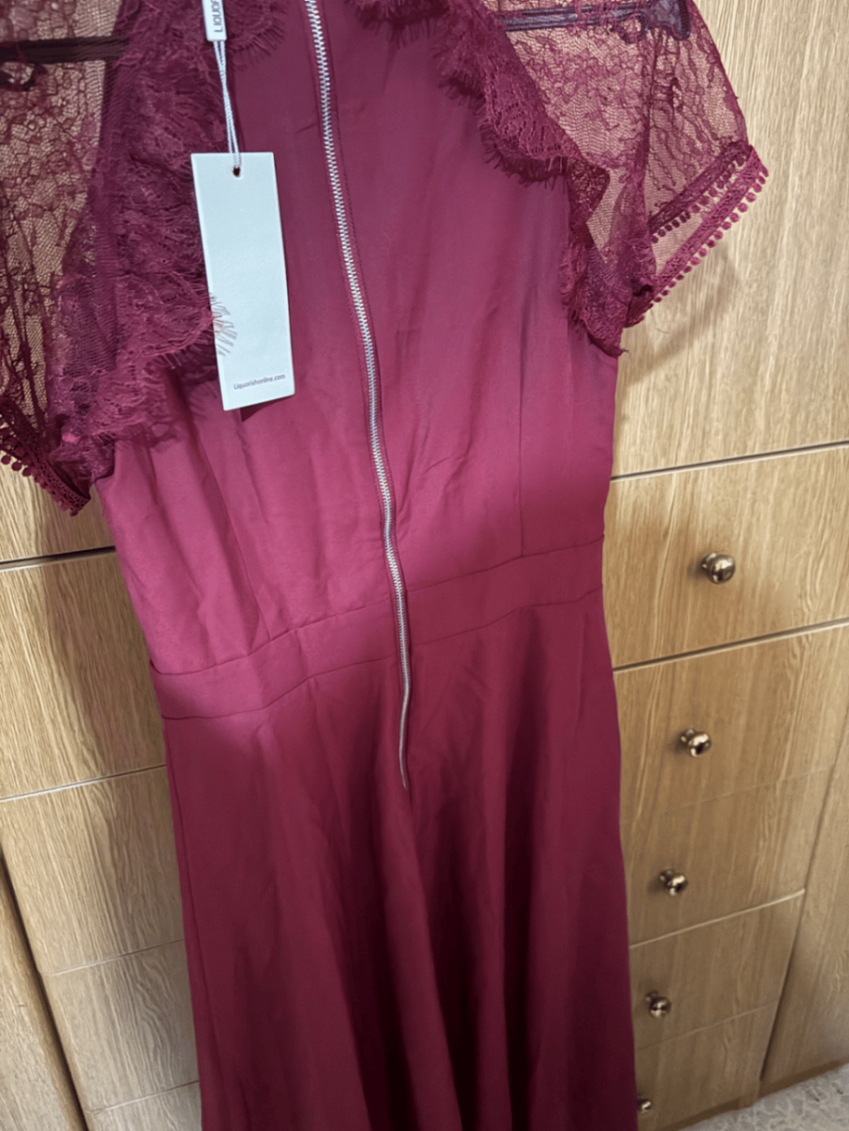 Burgundy Lace High Neck Dress - photo 2