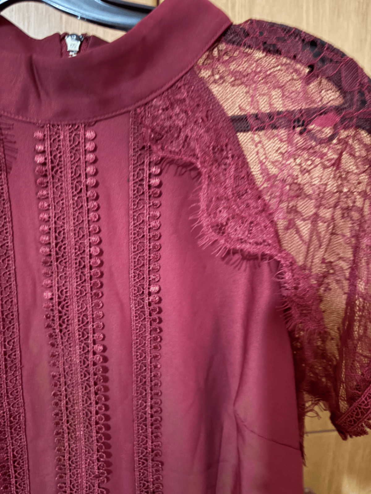 Burgundy Lace High Neck Dress - photo 3