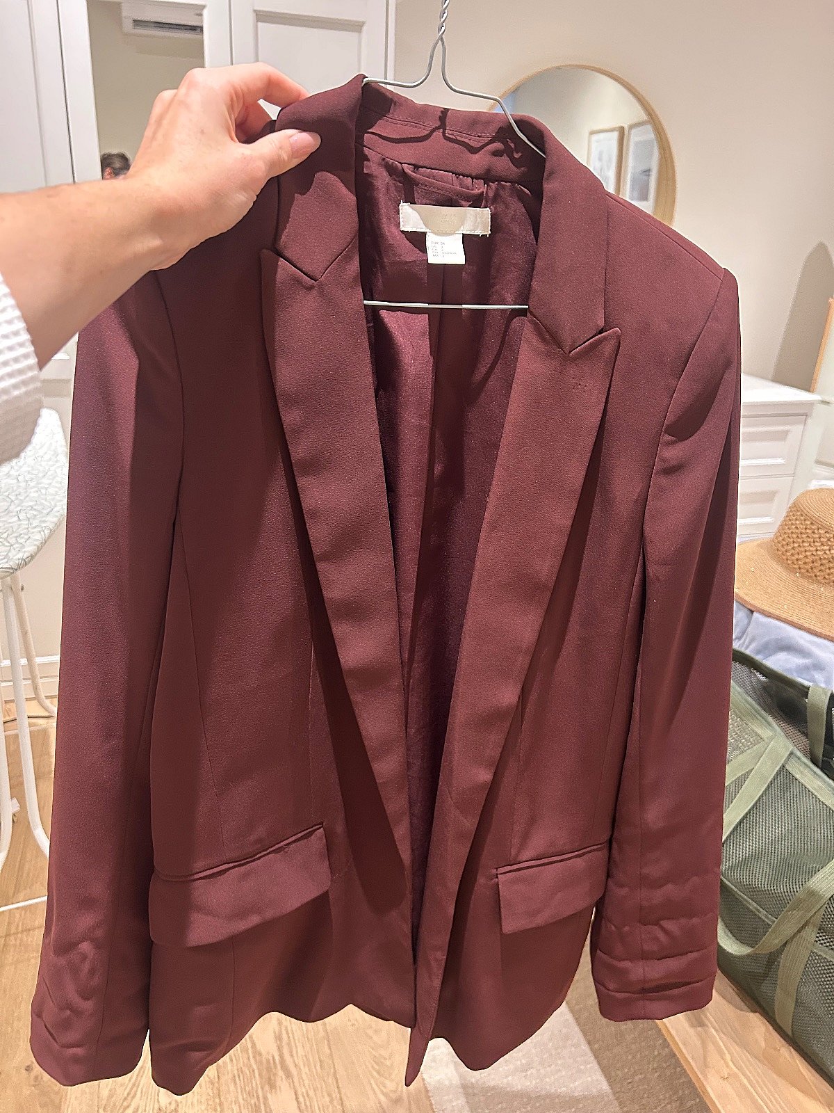 H&M Burgundy Tailored Open Front Blazer, photo 2
