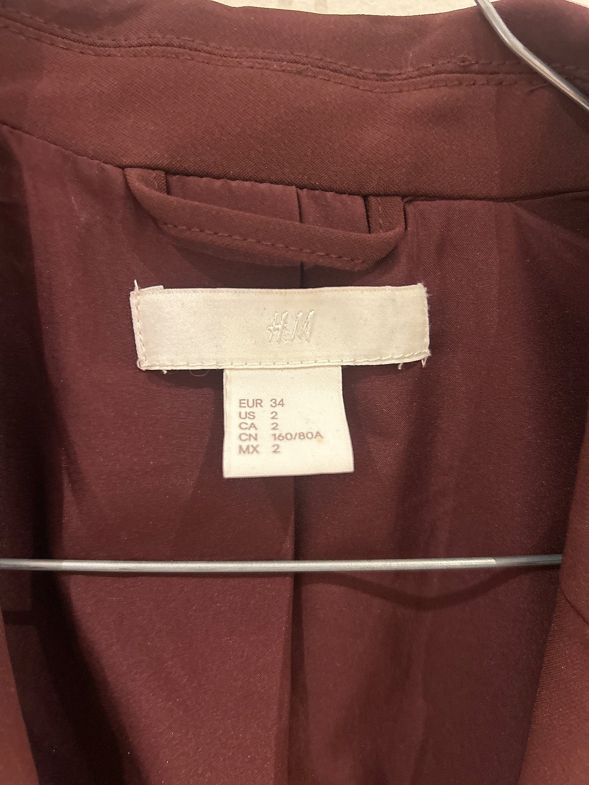H&M Burgundy Tailored Open Front Blazer, photo 4