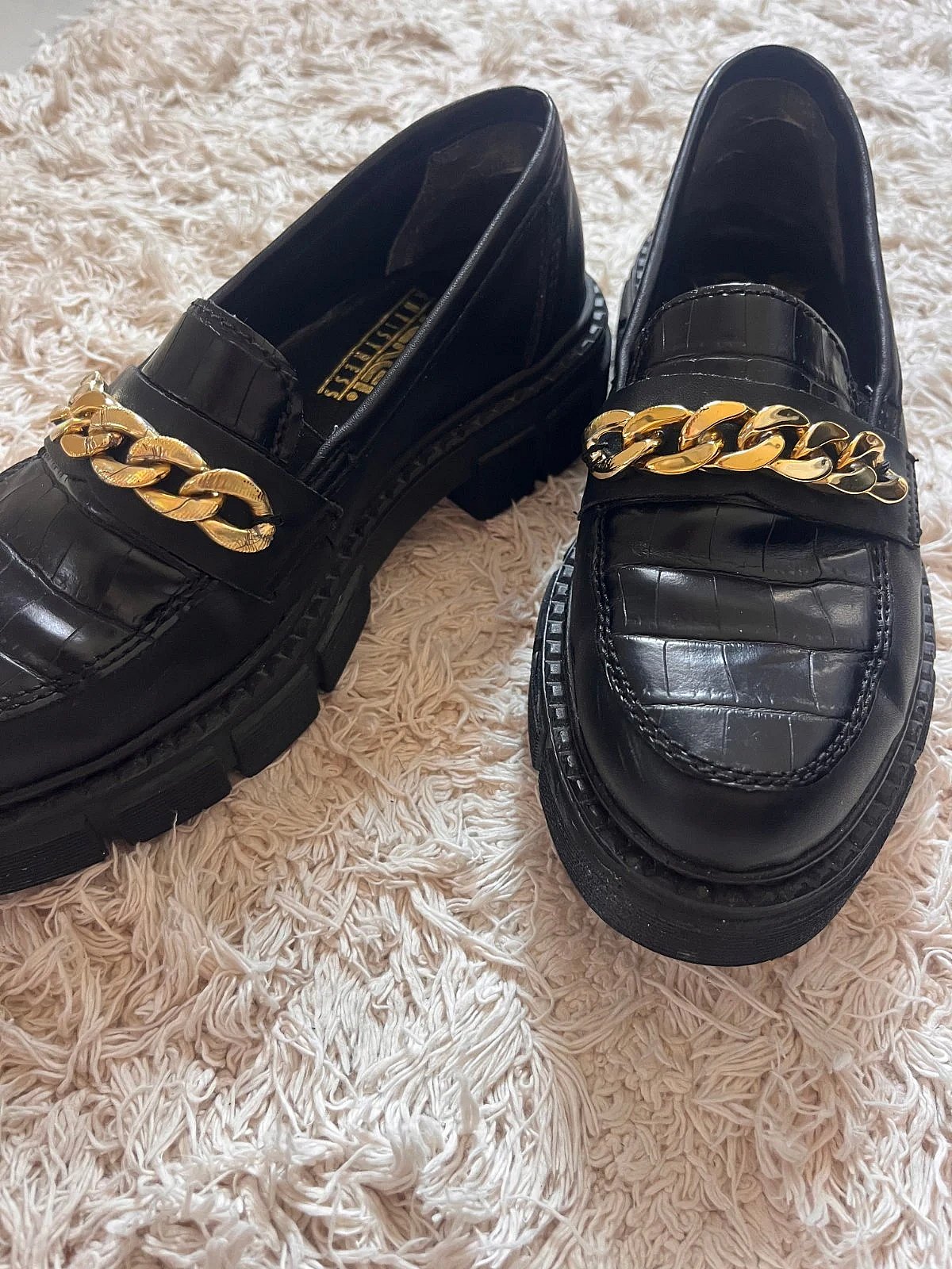 Black Crocodile Effect Chain Loafers 37 - photo 2