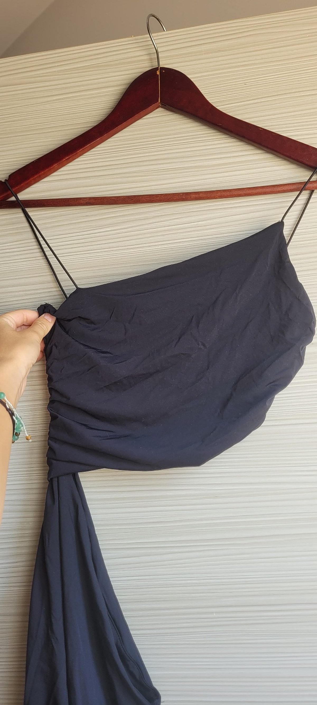 Black Ruched One-Shoulder Dress, photo 3