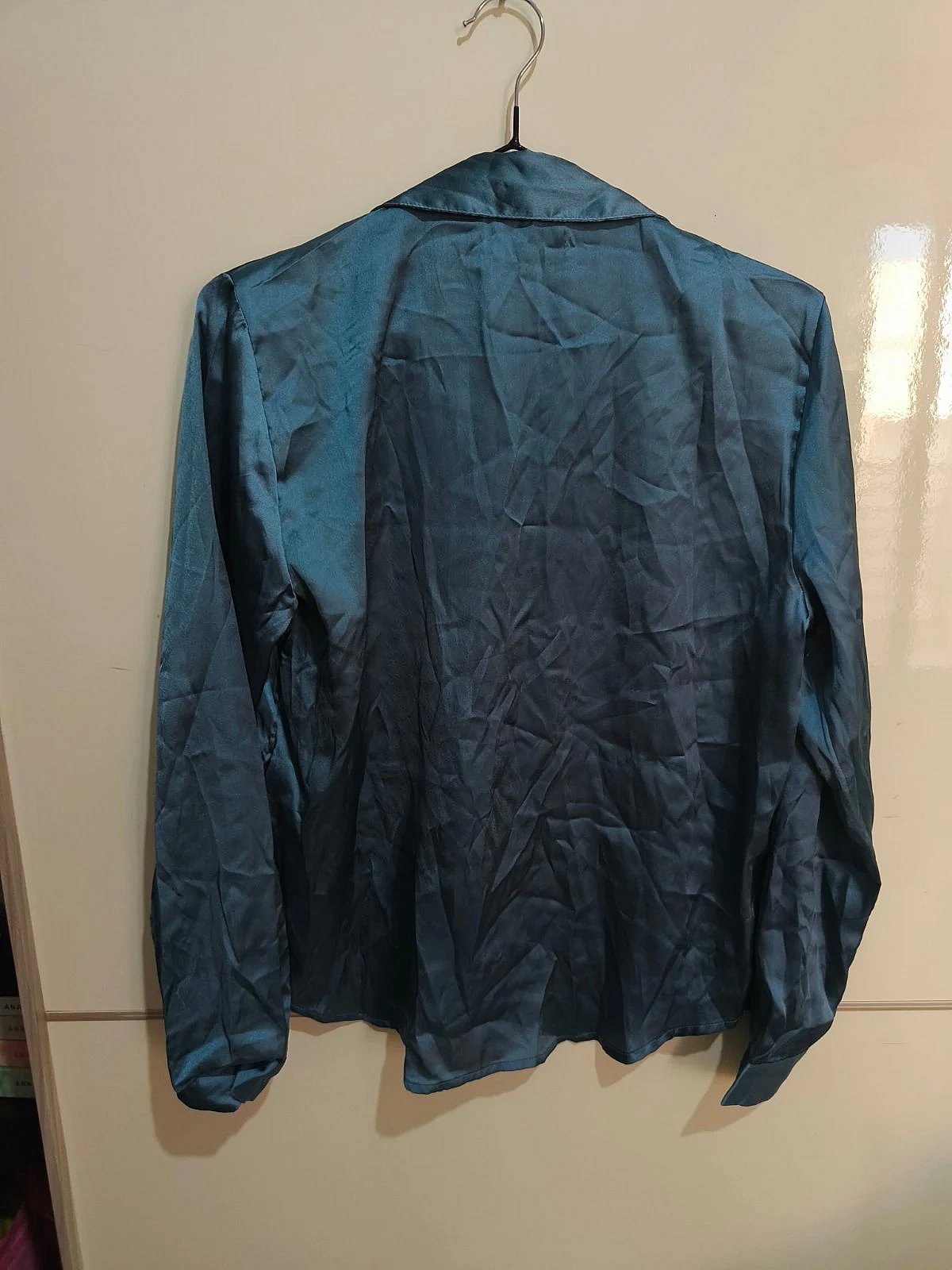 JDY teal satin button-up shirt, photo 3