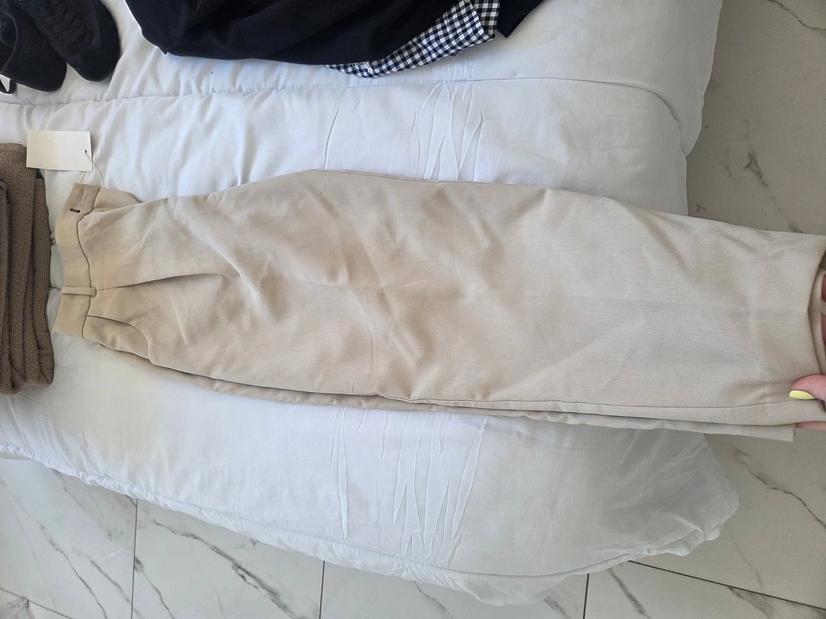 Pantalones beige de cintura alta a medida, foto 3
