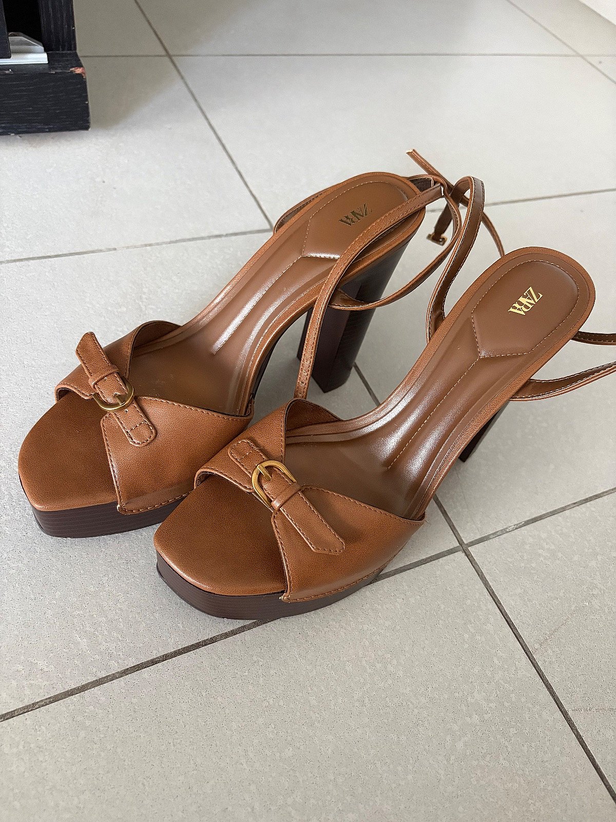 Zara brown platform block heels, photo 7