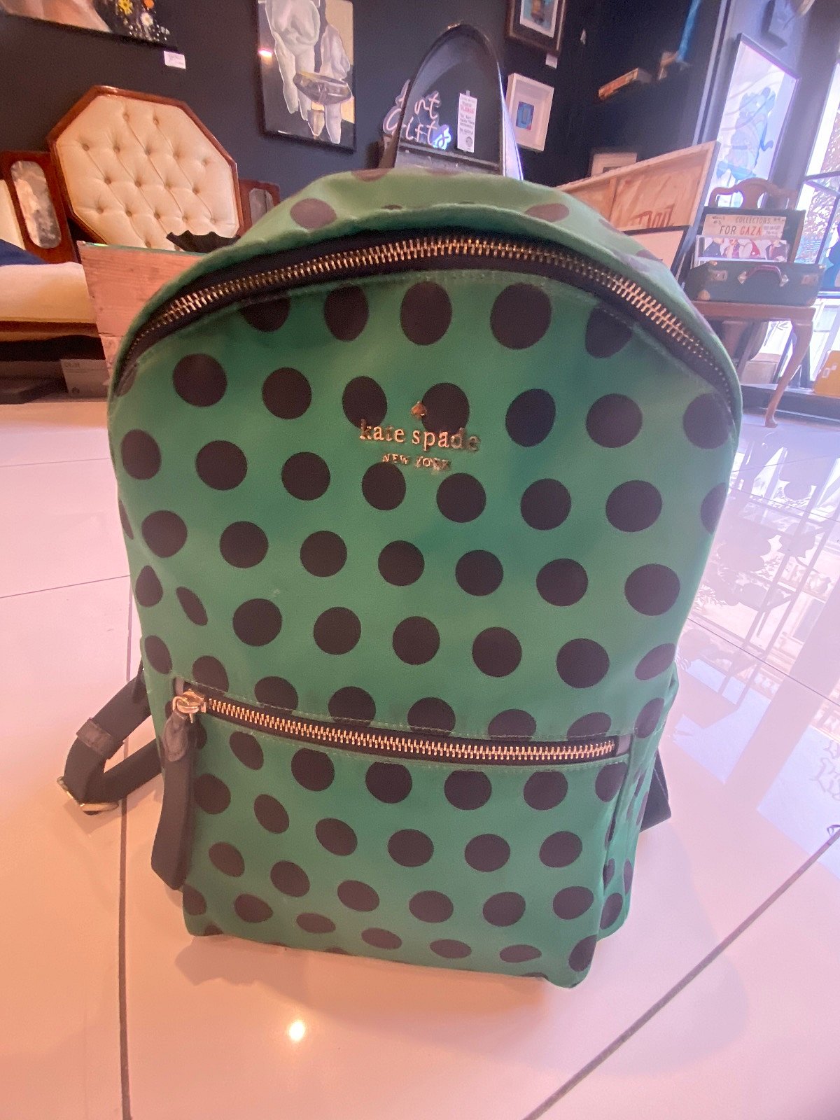 Kate Spade Green Polka Backpack, photo 3