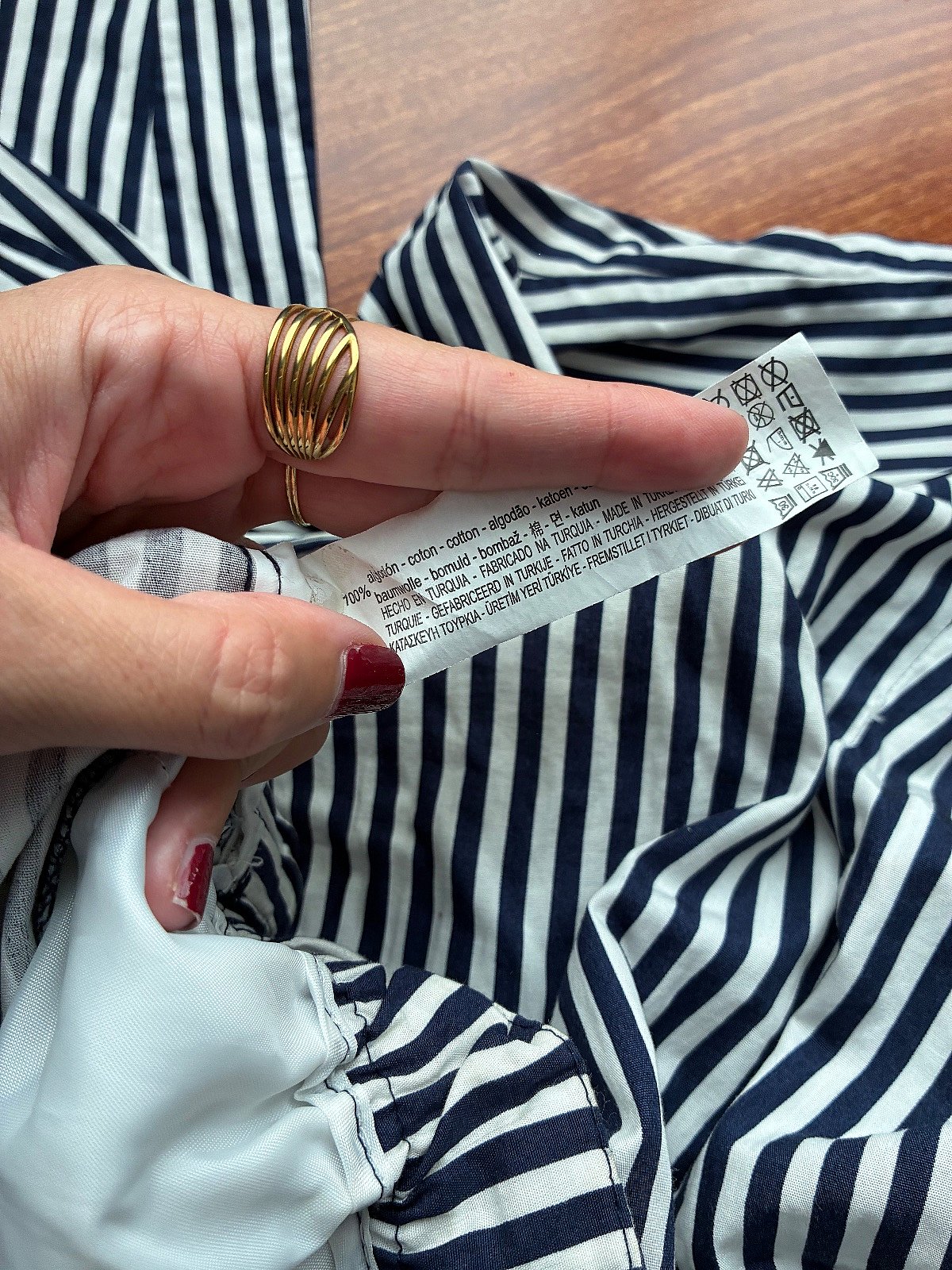 Striped high-waisted cotton trousers, photo 4