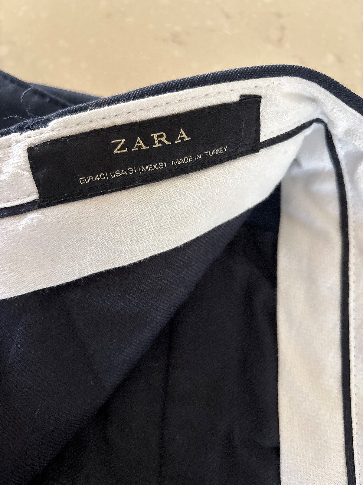 Navy blue regular fit trousers, photo 3