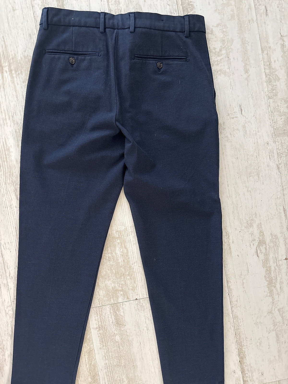 Navy blue regular fit trousers, photo 2