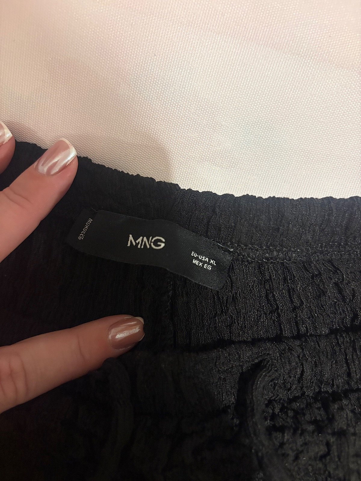 Mango Black textured wide leg trousers, photo 2