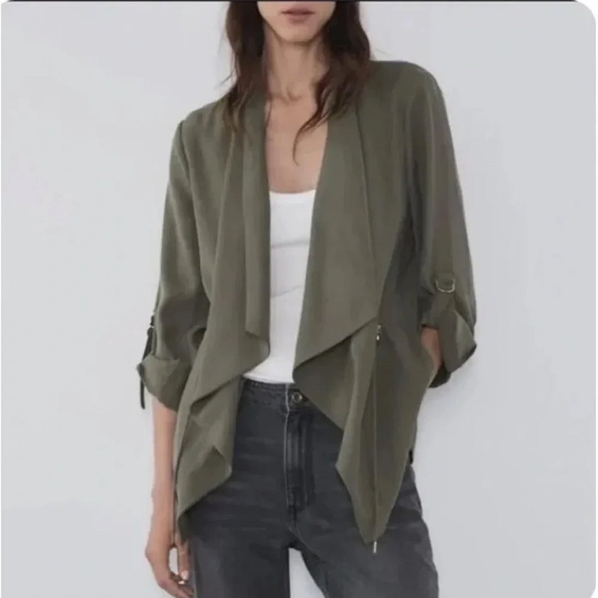 ZARA Khaki Drape Jacket (XS), photo 2