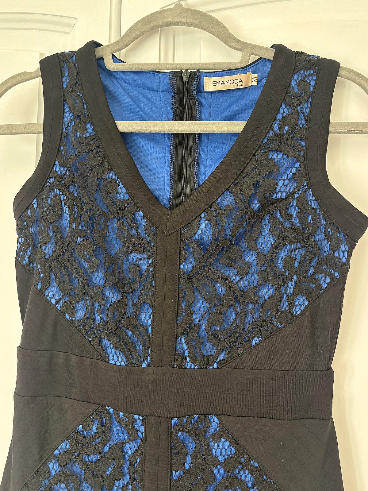 Emamoda Paris black lace blue dress, photo 2
