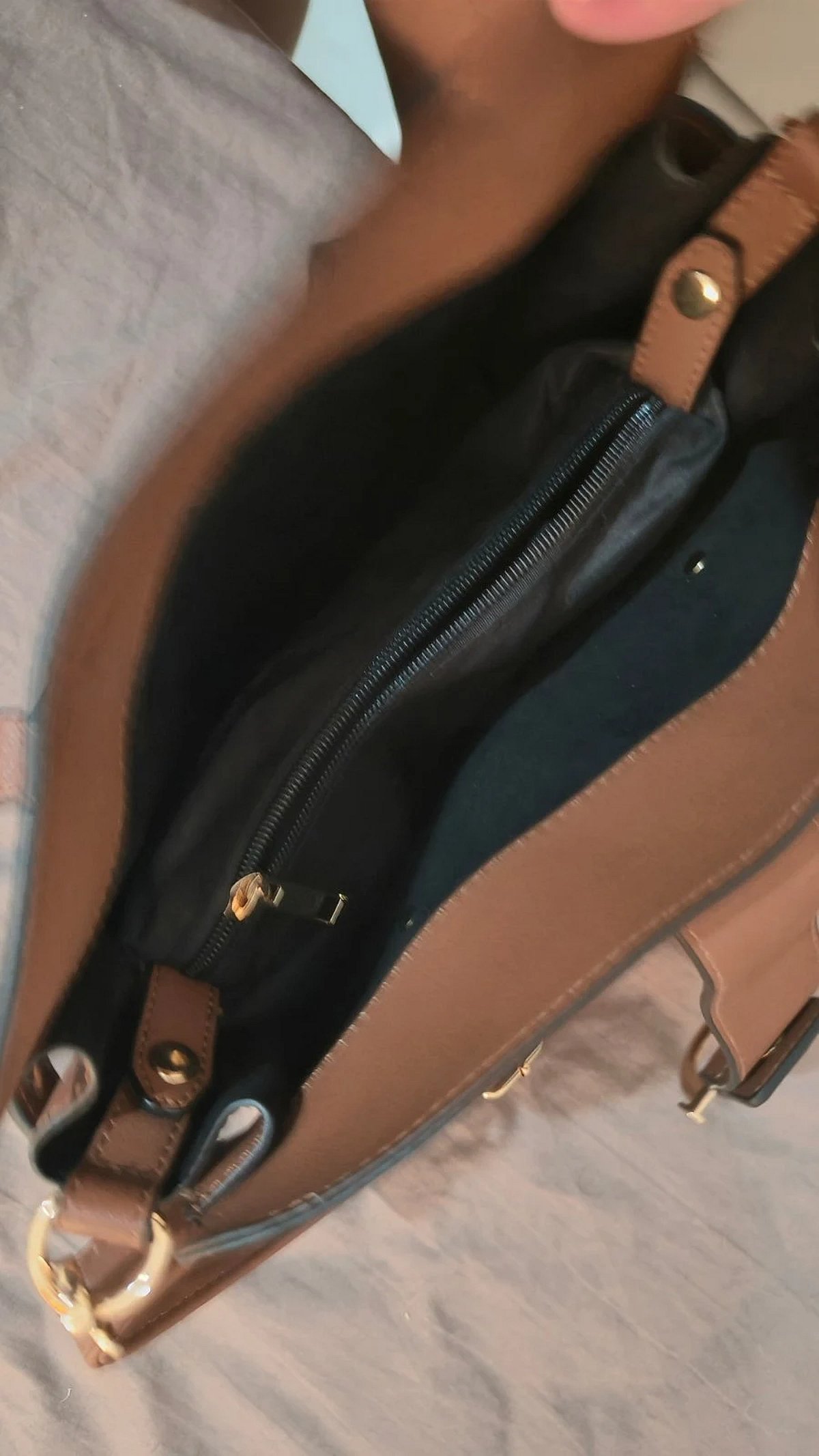 Classic brown structured shoulder bag, photo 3