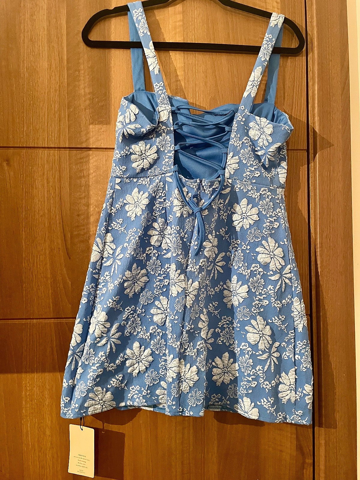 Blue floral textured mini dress, photo 3