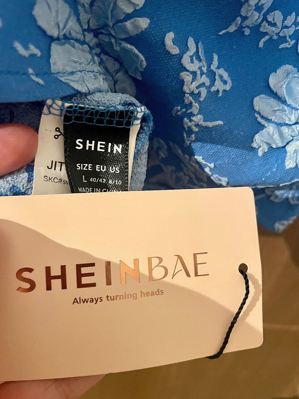 Blue floral textured mini dress, photo 4