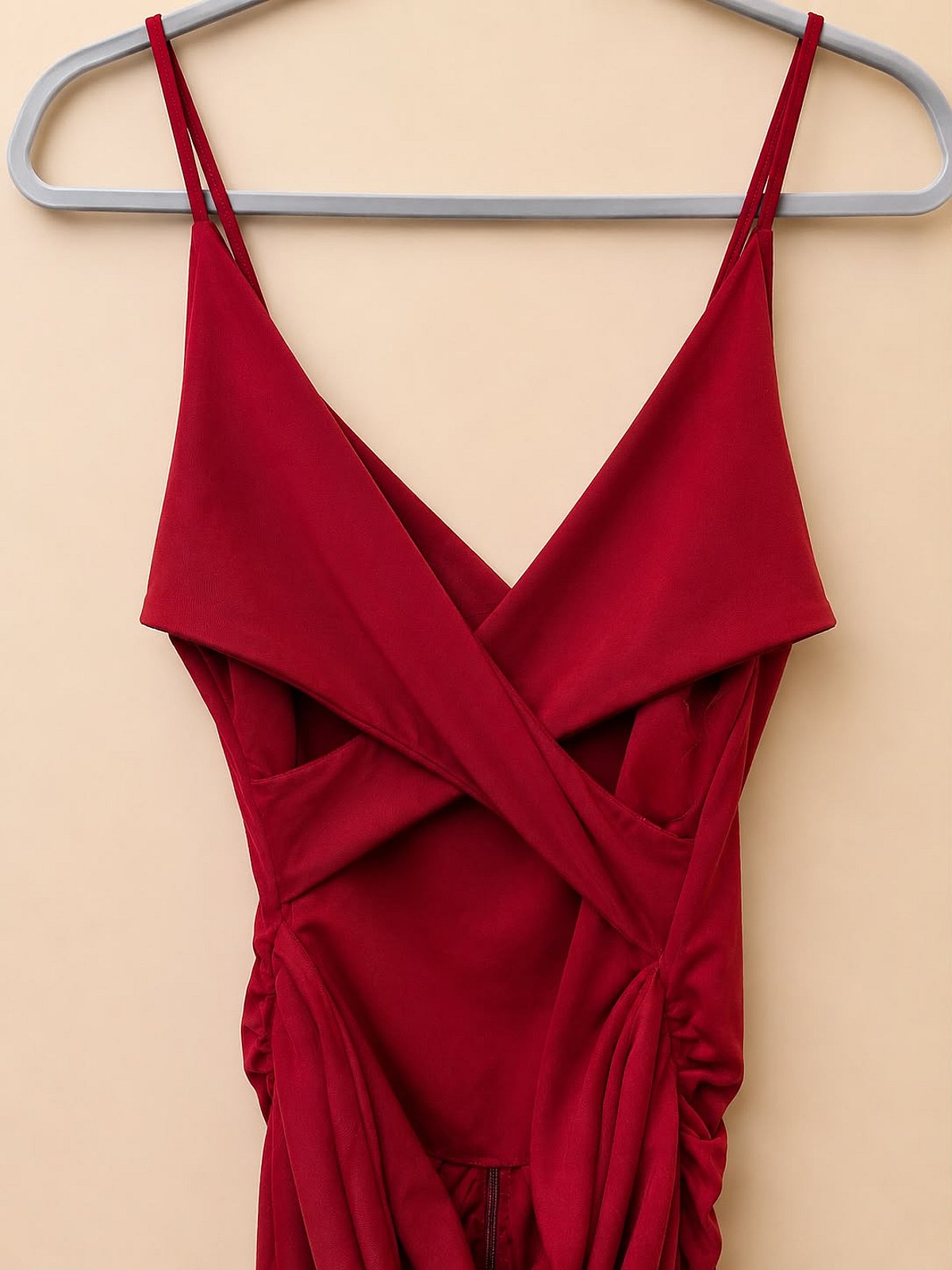 Dark Red Ruched Mini Dress, photo 3