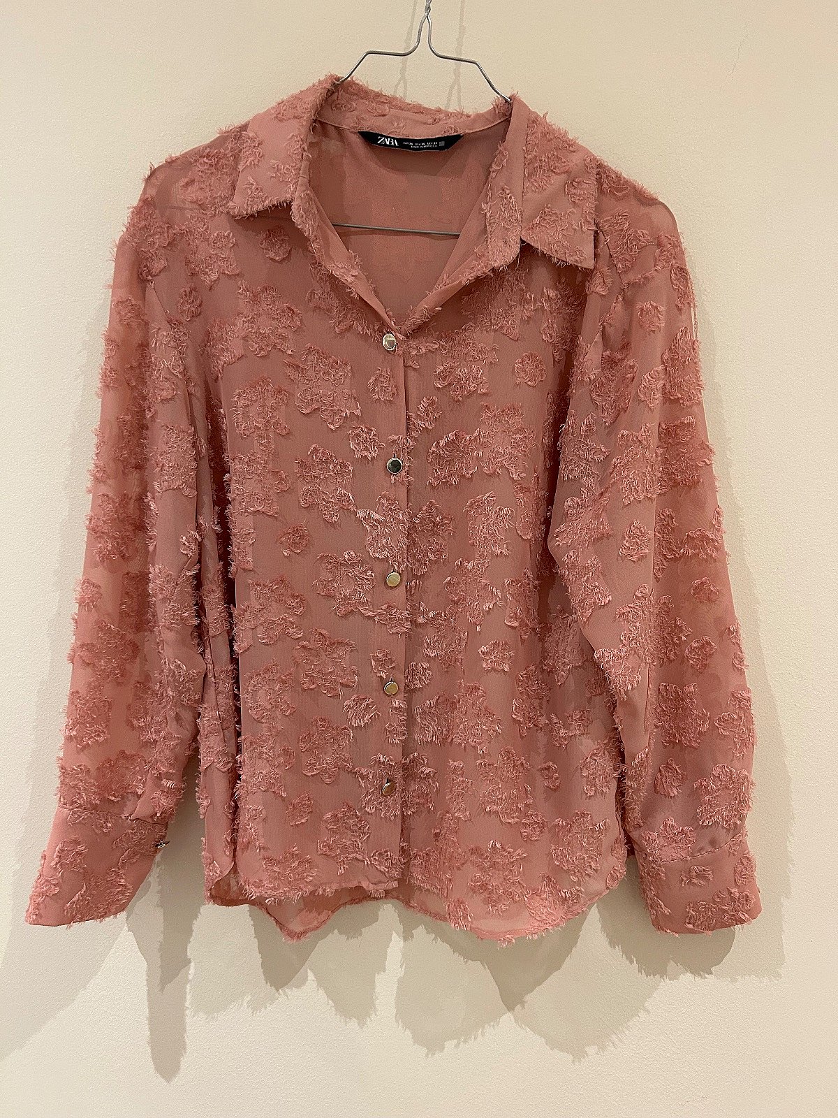 Zara Textured Pink Button-Up Shirt, photo 2
