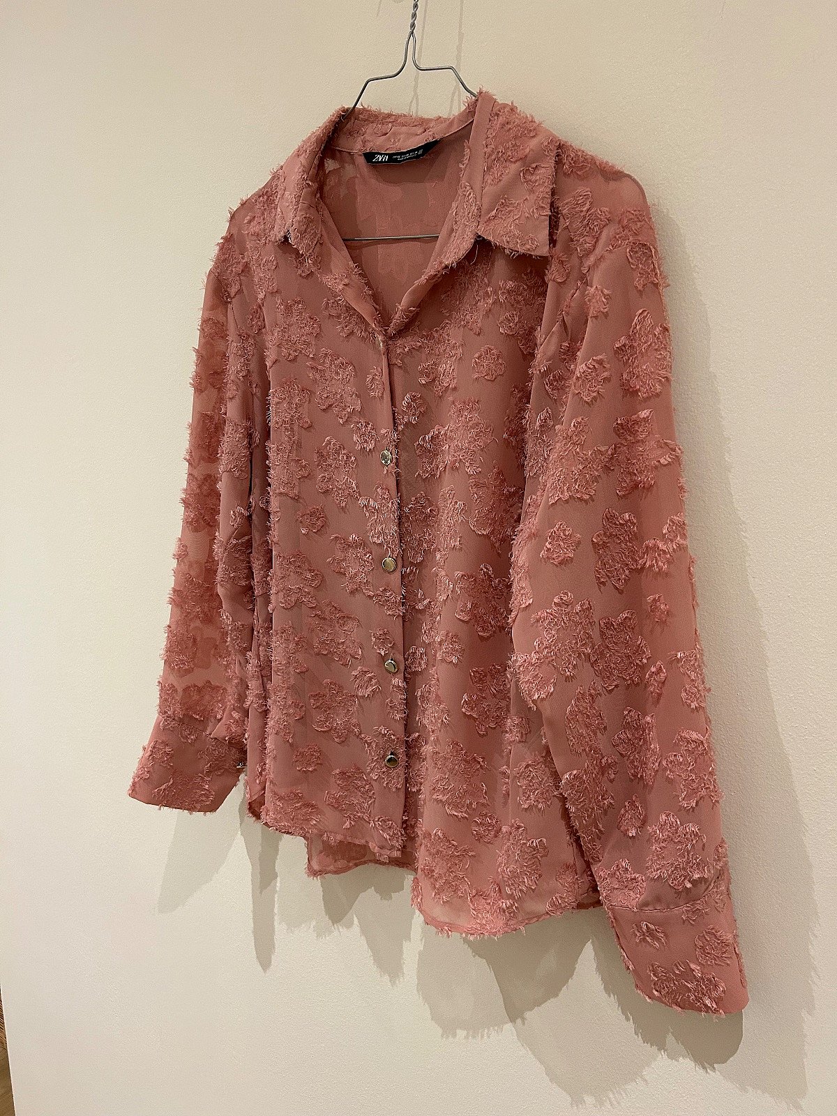 Zara Textured Pink Button-Up Shirt, photo 3